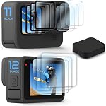 FitStill 8PCS Screen Protector for Go Pro Hero 12/11/10/9 Black Media Mod Ultra Tempered Glass Protective Foils with Lens Cover Action Camera Accessories Kit