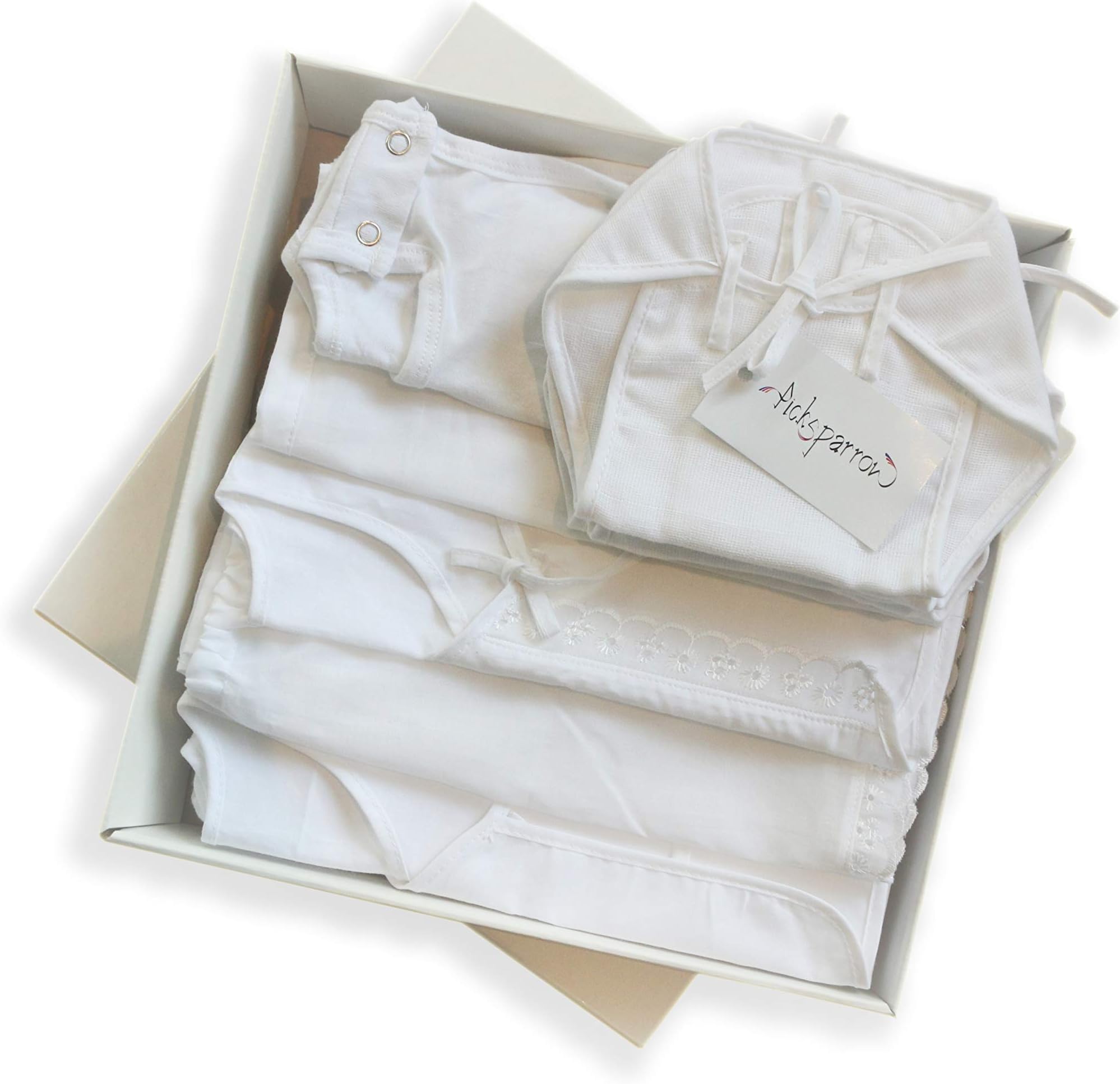 PICKSPARROW Newborn Baby Clothing Set/Baby Shower Gift/Newborn Essentials/Clothing Set (Solid White)