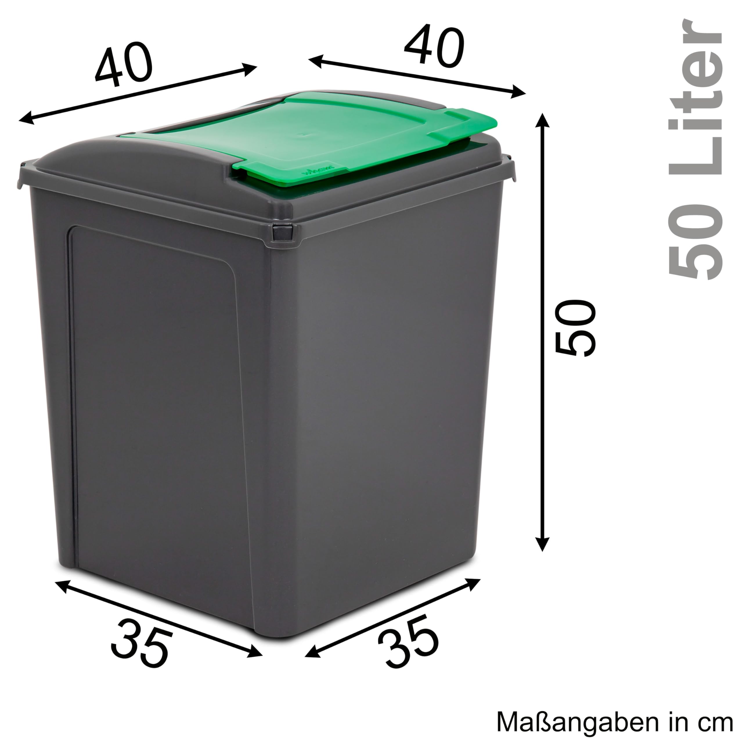 3x50L Mülltonne Schwarz-Gelb-Blau-Grün Mülleimer Küche 3 3fach 50l Bin Sack