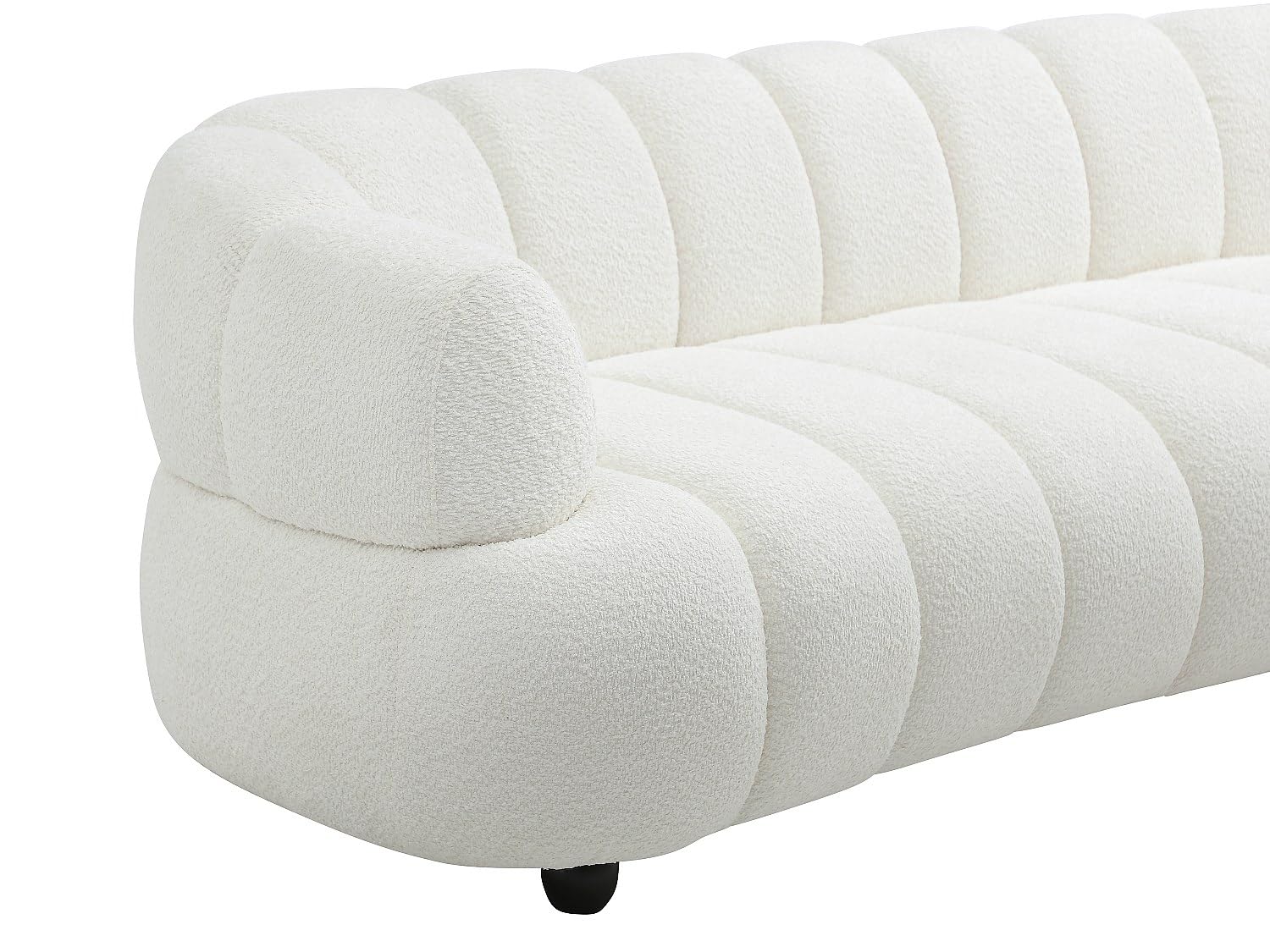 Vente-unique - Canapé 4 Places en Tissu Bouclette Blanc cassé COLIANI