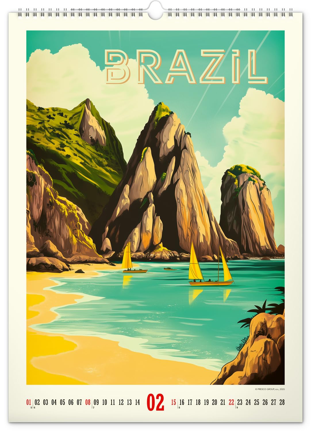 NOTIQUE Wandkalender 2026 Vintage Poster – Tropische Paradiese – Exotische Landschaften & Strandmotive – Bildkalender 33x46 cm