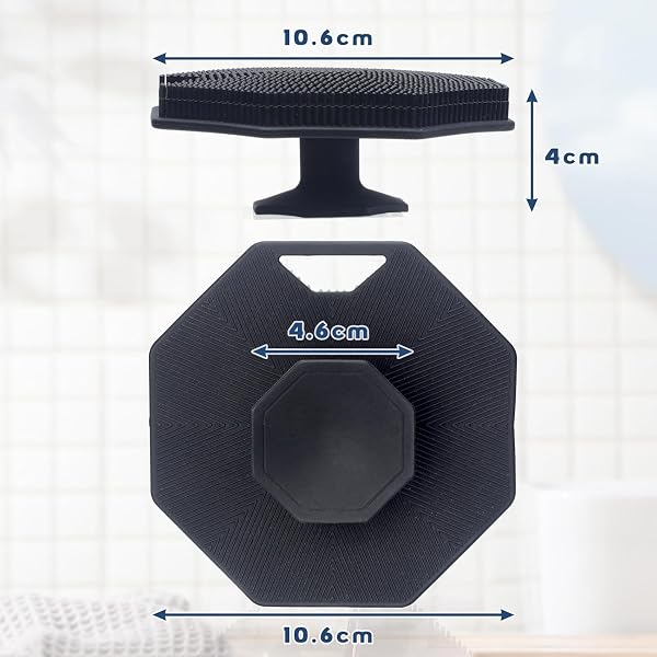Alyvisun Silicone Body Scrubber Brosse de Bain, Brosse pour le Corps avec Crochet et ventouse, Brosse de Douche [Exfolier et Masser en Douceur] pour Tous les Types de Peau (Noir) - 2