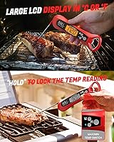 Vista 4 de Instant Read Meat Thermometer for Cooking, Fast & Precise Digital Food Thermometer with Backlight, Magnet, Calibration, Foldable Probe, Waterproof