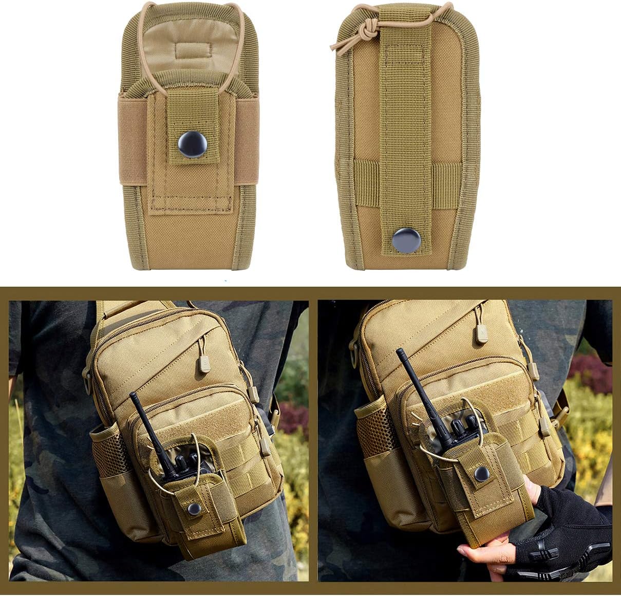 abcGoodefg Molle Radio Holder Walkie Talkie Pouch Case for Duty Belt Radio Holster Tactical Hunting Intercom Bag (1 Pack, Black) : Electronics