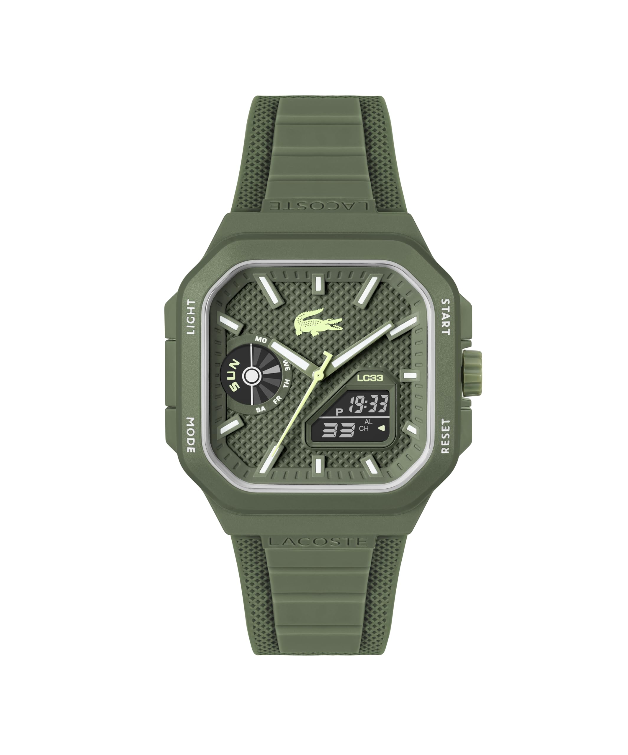 Lacoste Men's Green Lc33 Silicone Analog-Digital Watch, Sports Direct