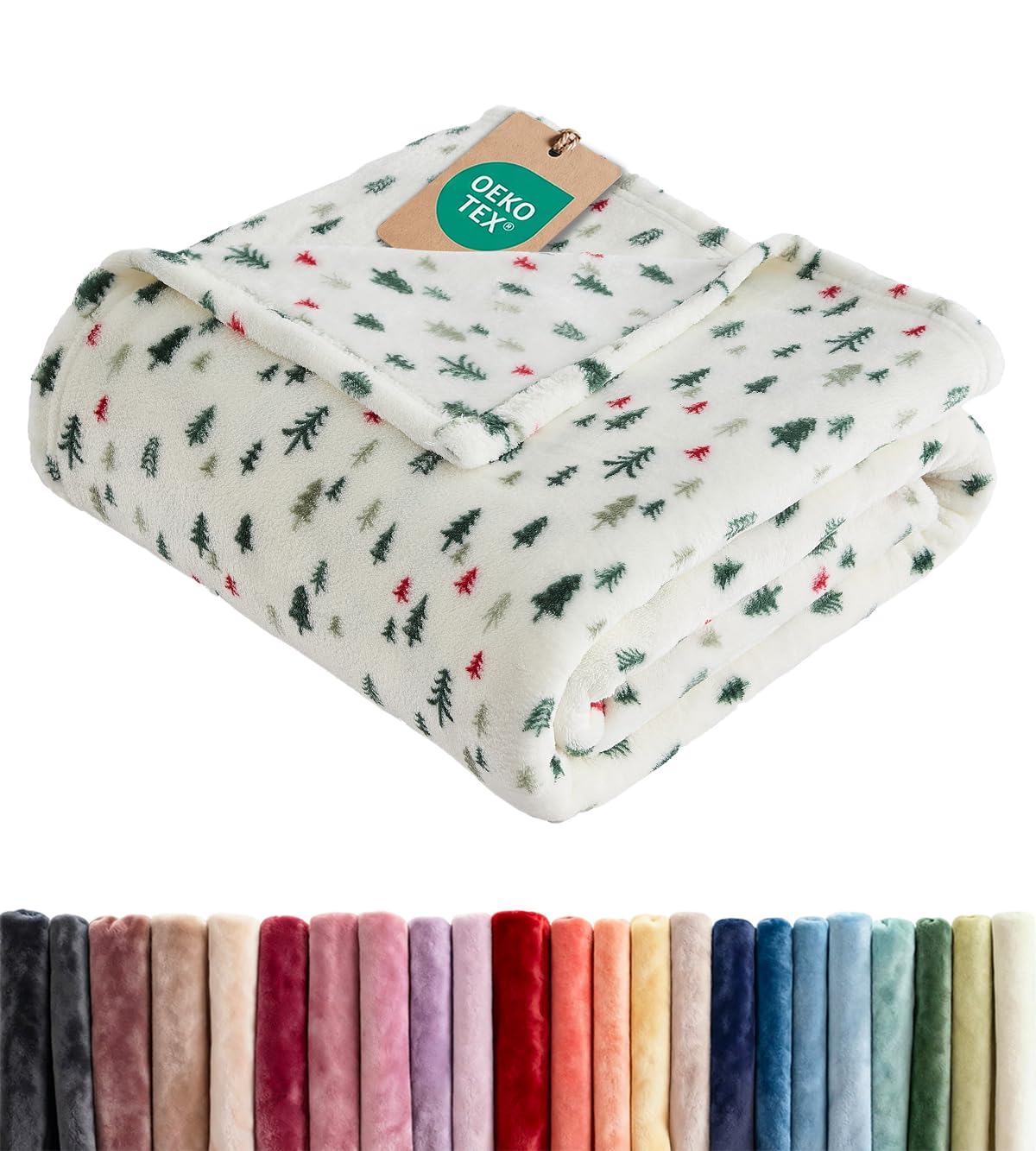 Christmas Fleece Blanket Queen - Flannel Throw - Christmas Trees 4, 90x90