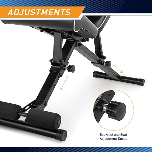 Miniatura 4 de Marcy Foldable Adjustable Utility Weight Bench, Strength Training Home Gym for Full Body Workout Black/White