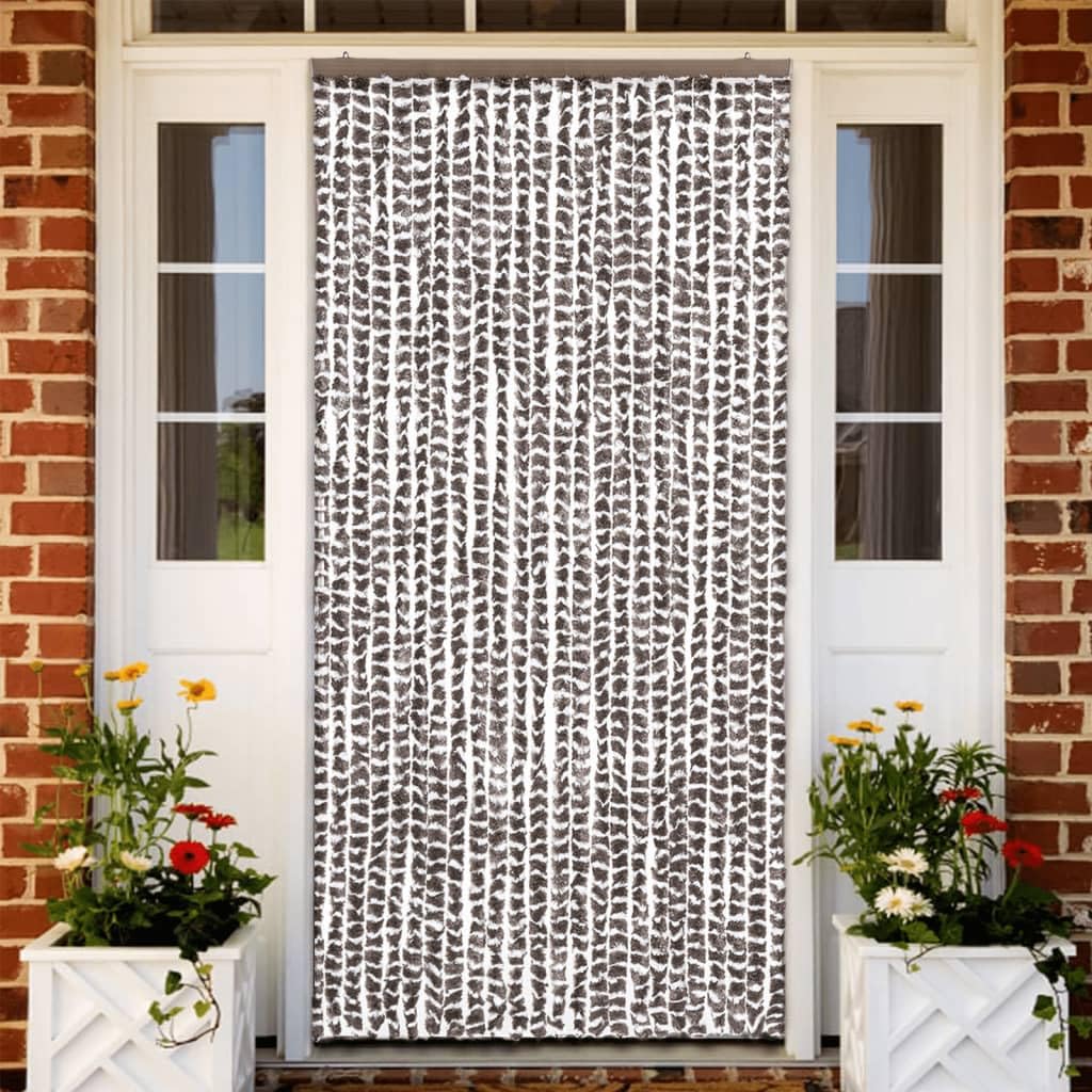 Rideau moustiquaire de porte anti-insectes taupe et blanc 100x220 cm