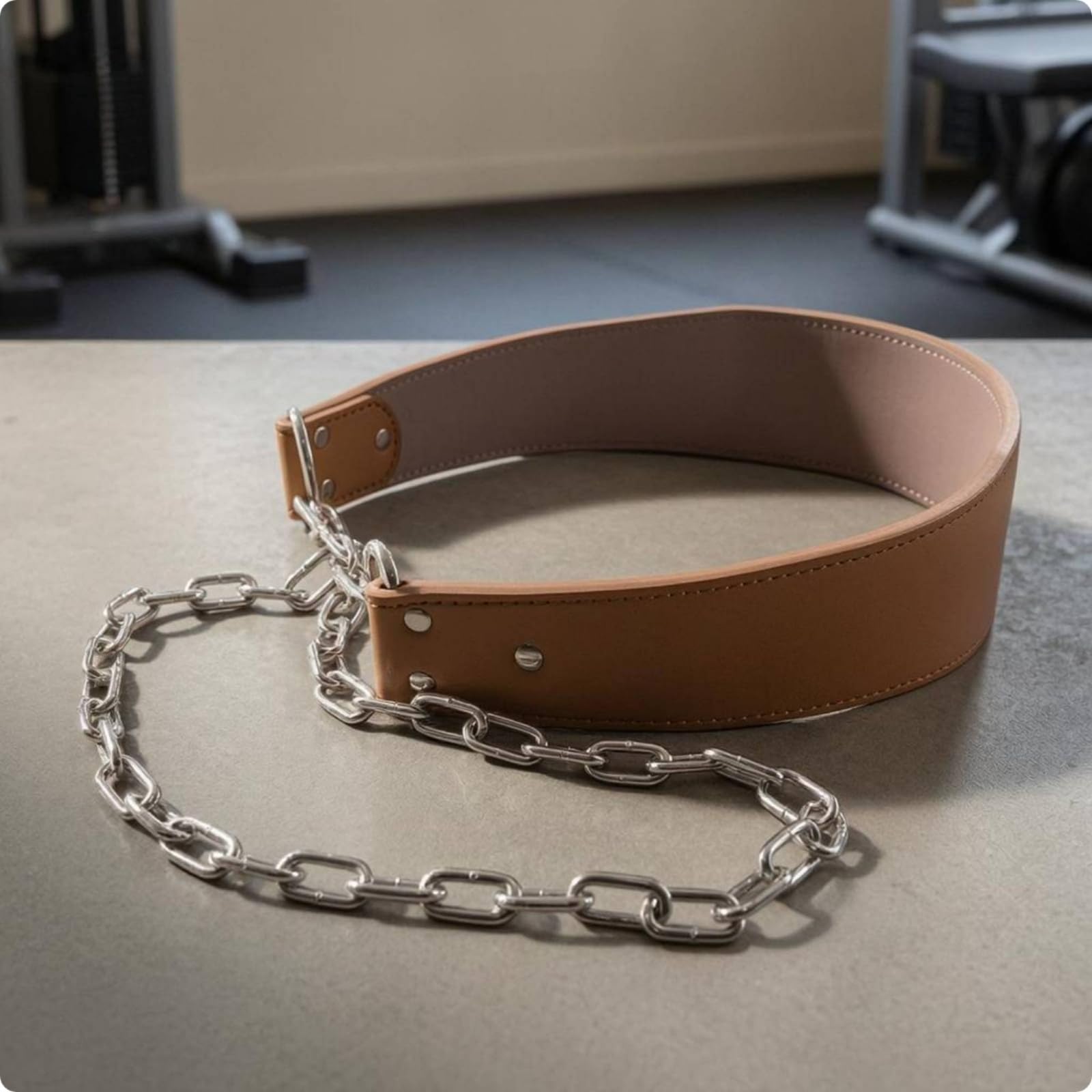 Cintura Sollevamento Pesi Cintura Palestra Cintura Allenamento Cintura in Pelle a Larghezza Ampia con Fori E Chiusure Metalliche Catena 90 Cm per