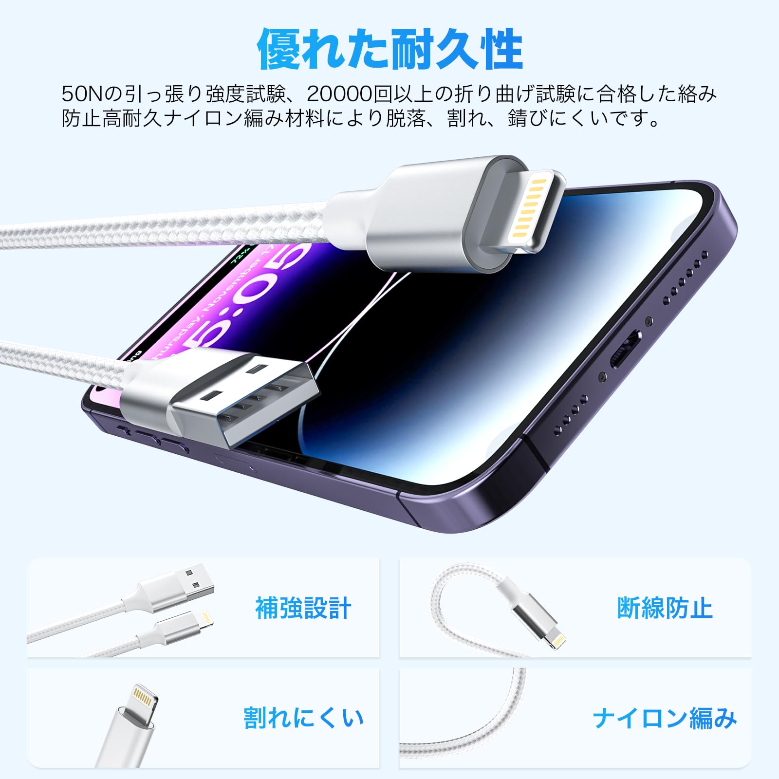 @@@40本1m.40本2miPhone 充電器 Amazon.co.jp: 2in1 iPhone 充電ケーブル 「2本組/1.2M」タイプ