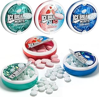Ice Breakrs Hard Candy Variety Pack, Ultimate Sugar Free Mints, 6 Pack 2 of Each Flavor Includes wintergreen, coolmint, DUO strawberry, ice Breakrs mints Variety Pack for Fresh Breath