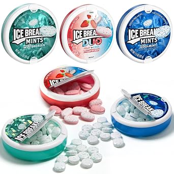 Ice Breakrs Hard Candy Variety Pack, Ultimate Sugar Free Mints, 6 Pack 2 of Each Flavor Includes wintergreen, coolmint, DUO strawberry, ice Breakrs mints Variety Pack for Fresh Breath