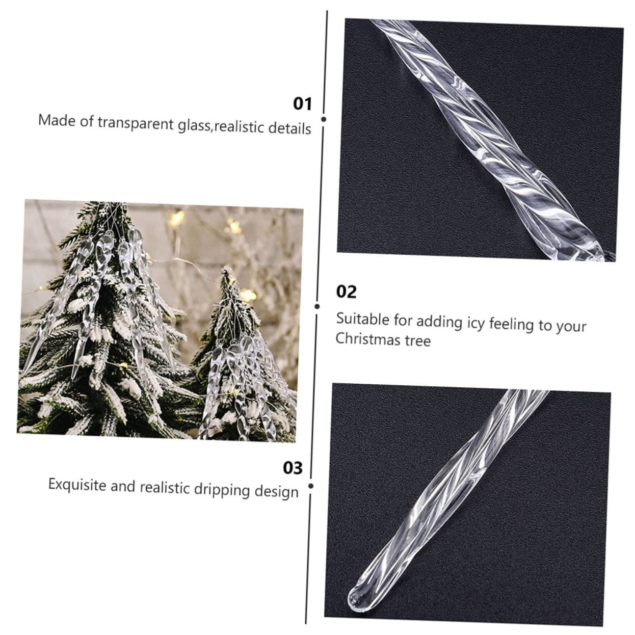 Cabilock 5 Sätze Teiliges Eiszapfen Hängedekoration Für Weihnachtsbaum Transparente Ornamente Für Innendekoration Festliche Weihnachtsfeier Dekorationen 36 Stück * 5