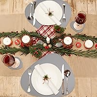 Vista 89 de Faux Leather Placemats and Coasters Set of 2, Round Leather for Dinner Table Mats Heat Resistant Non-Slip Washable Insulation Coffee Mats Kitchen