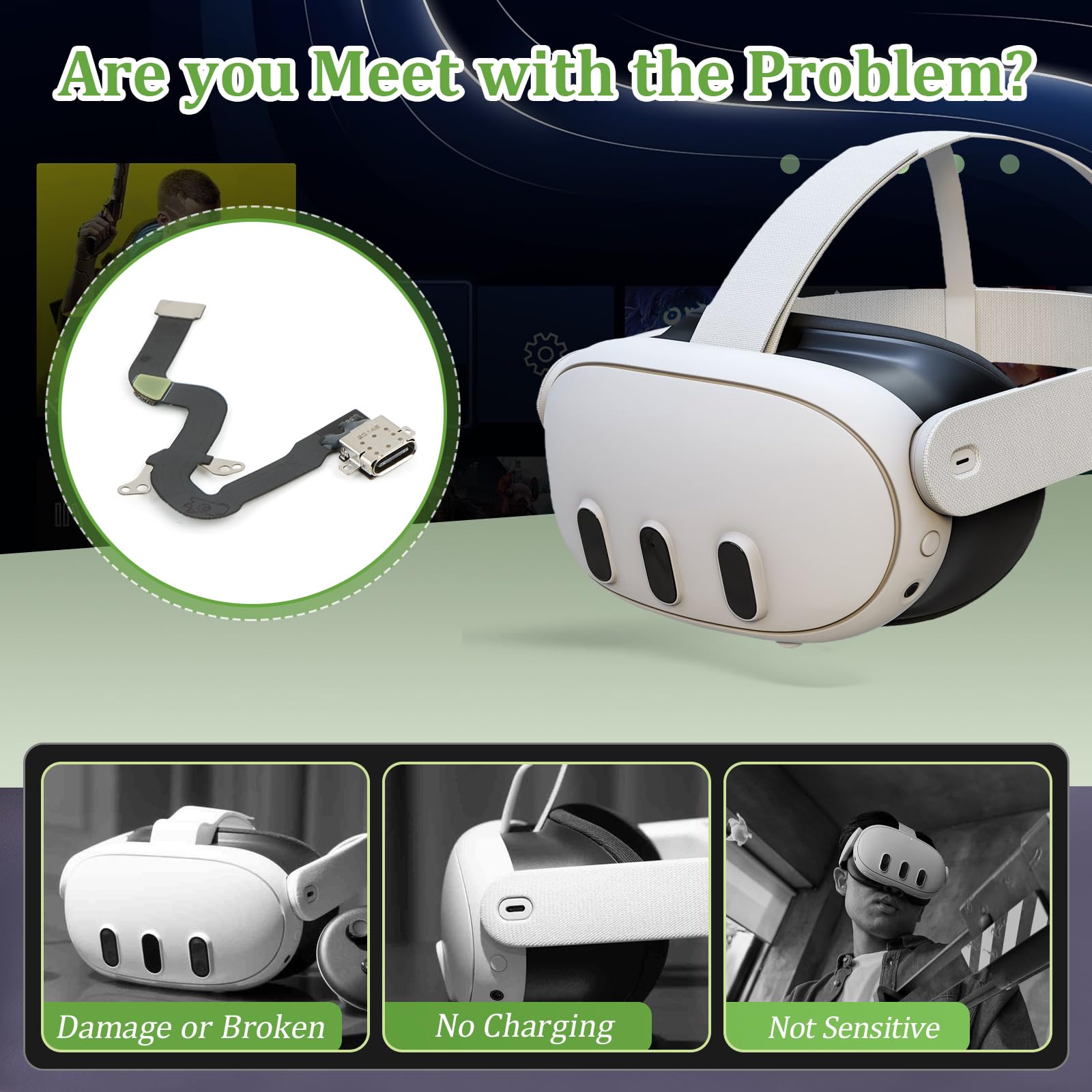 Amazon.co.jp: Oculus Quest 3 充電ポート交換用 Meta Oculus Quest 3