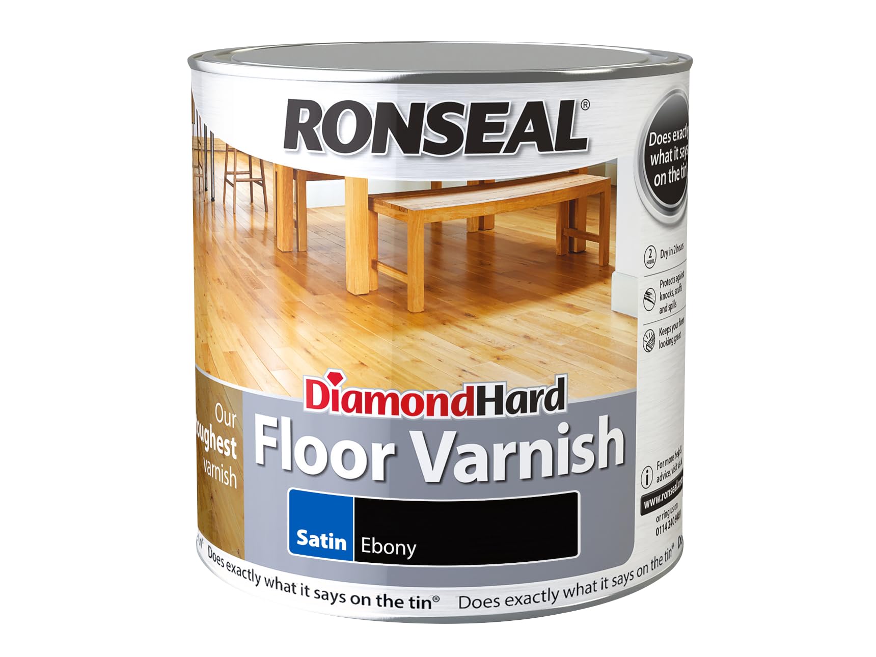 Ronseal Ebony Dia Hard Floor Varnish Satin 2.5L