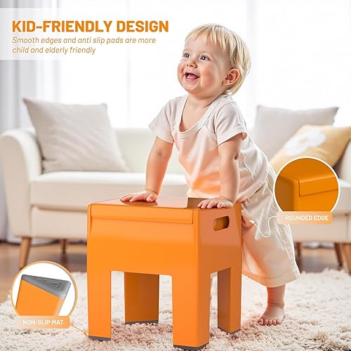 Miniatura 9 de HOTEAGLE Moderna mesita de noche, mesa de noche de plástico multifuncional con espacio de almacenamiento, mesa auxiliar de fácil montaje para