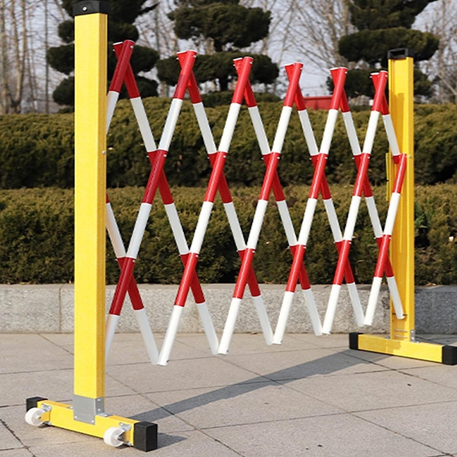 Barrera de seguridad móvil, control de tráfico retráctil, barrera de concertina portátil ajustable para una gestión eficaz del espacio, ideal para eventos y control de multitudes