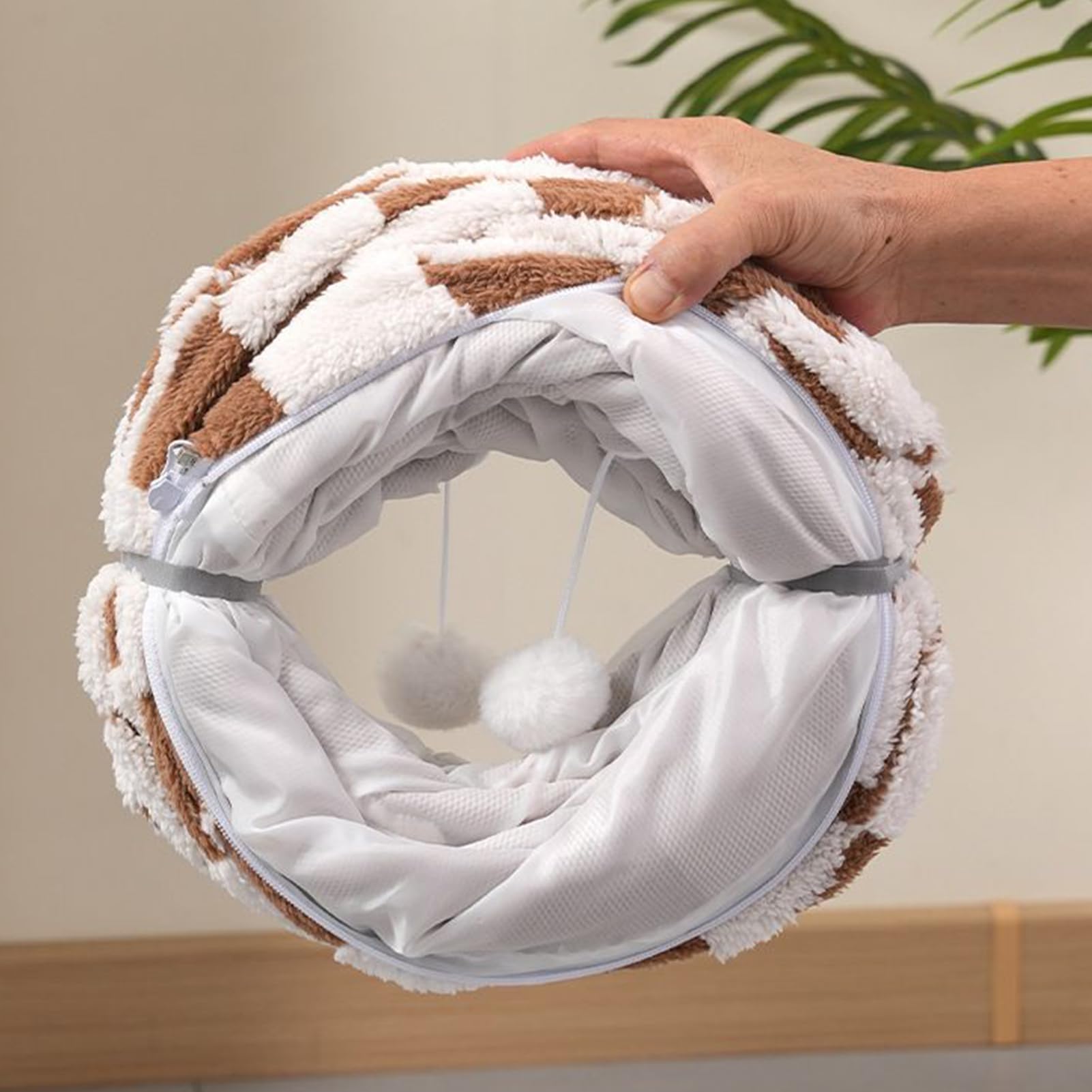 Lit pour Chat avec Tunnel Nid Lavable avec Coussin Amovible | Lit Tunnel Chat Avec Tapis De Sommeil Chaud Pour Enrichissement Petit Chien Lapin Intérieur Balcon Hiver