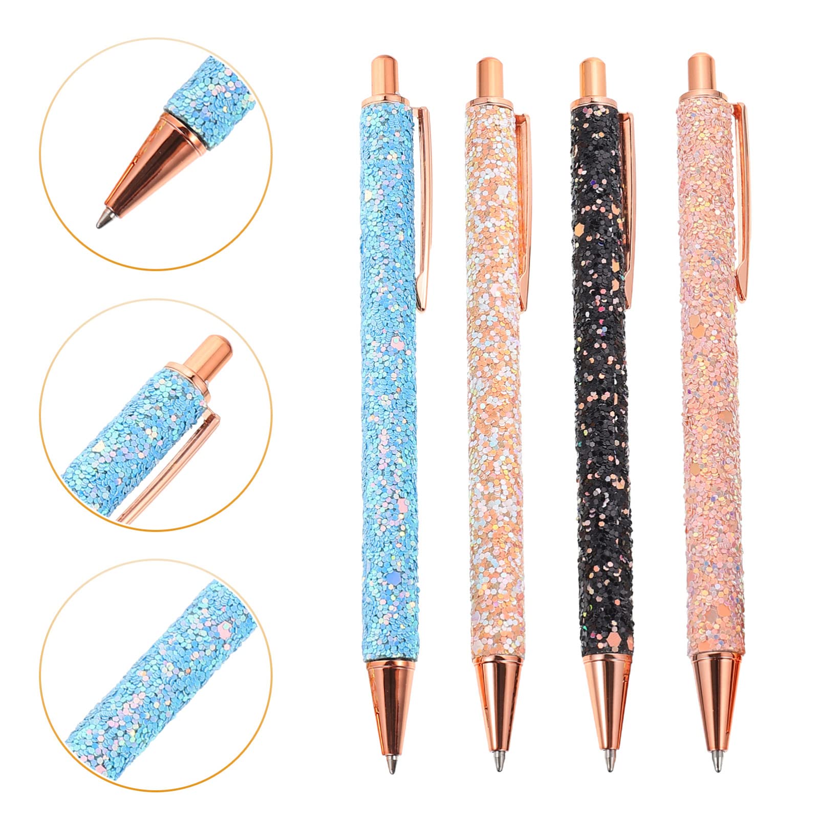 STOBOK 12pièces Stylo à Bille Métal Décoratif Stylo à Bille à Pression Pailleté Pour Étudiants Et Écriture Fluide Et Portable Pour Anniversaires Et Activités Scolaires