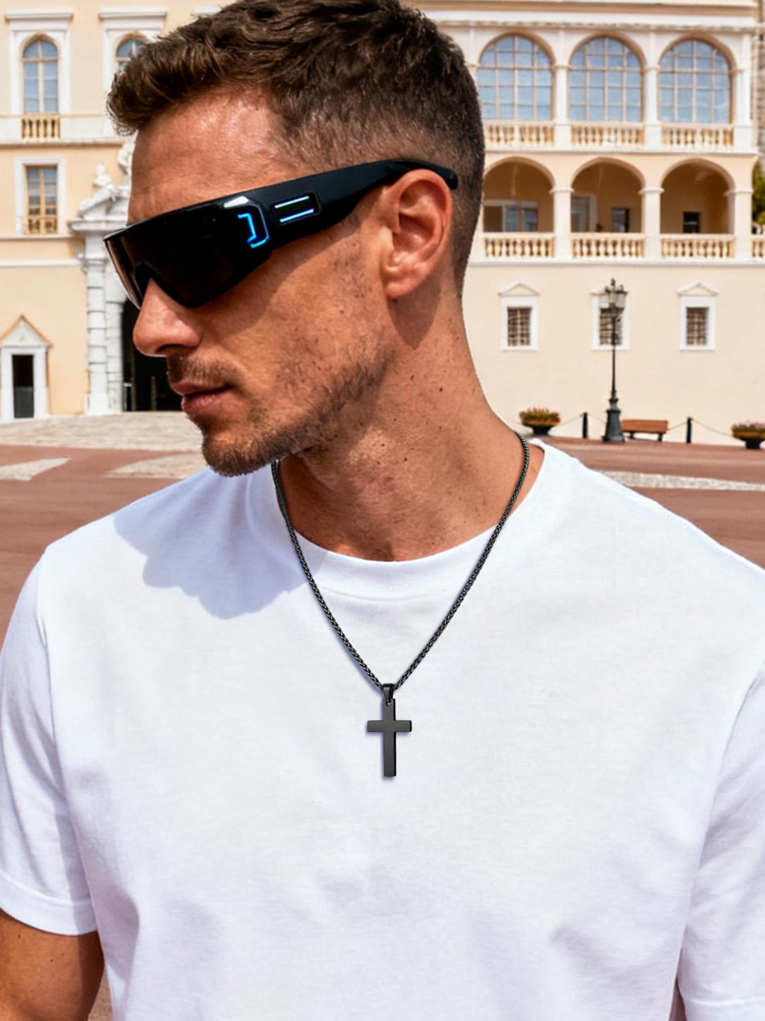 PROSTEEL Collana Croce Uomo, in Acciaio Inox Chirurgico, Cristiana Gioilli Personalizzati per Uomini Donne Famiglia, Ciondolo 31mm e 43mm, Confezione Regalo Inclusa