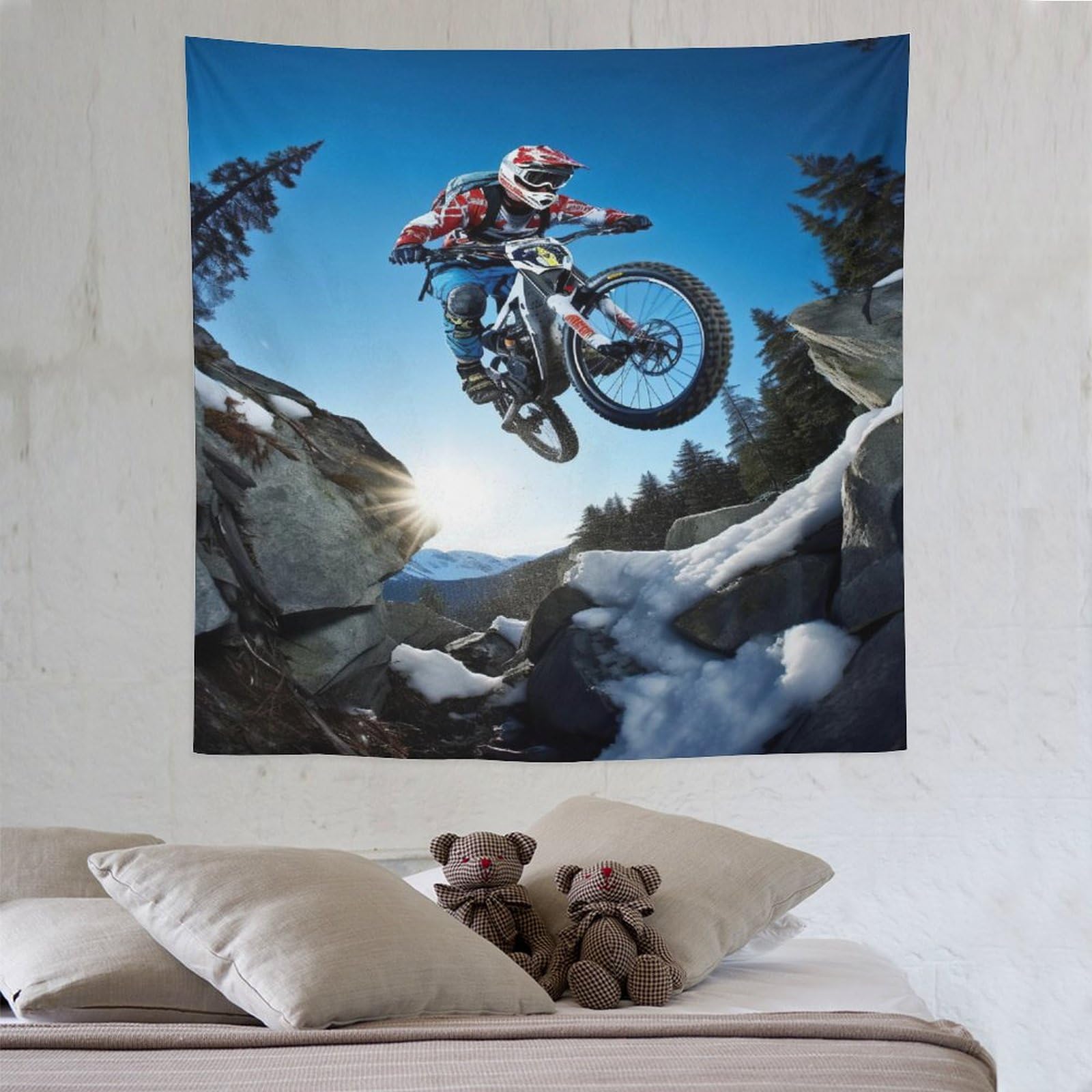 PAZZK Mountain Bike Tapestry Wall Hanging Tapestry Tapestries for Bedroom Living Room Dorm Decor 150×150cm