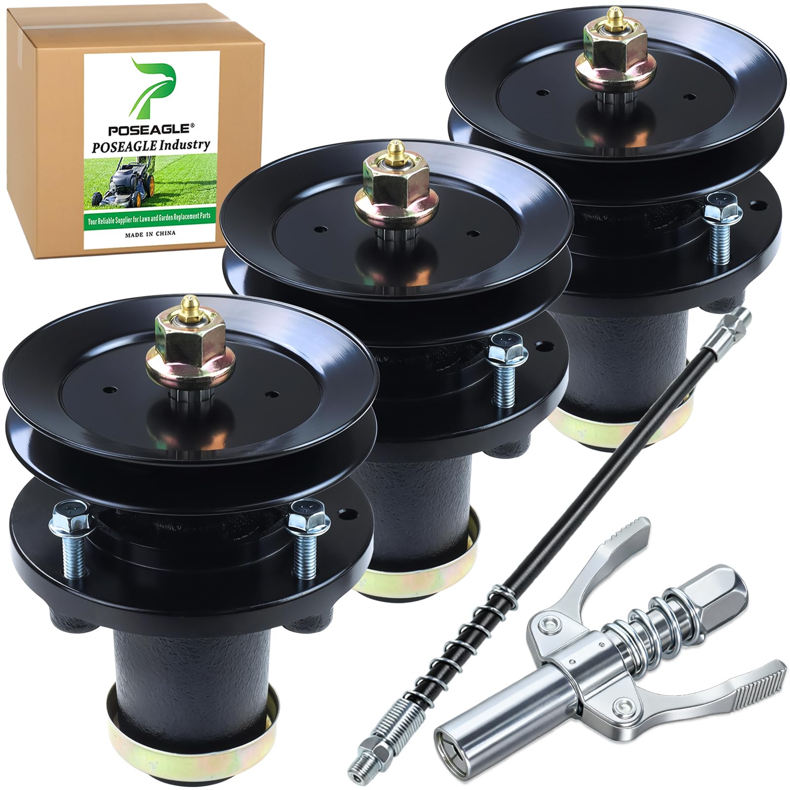 POSEAGLE 3 Pack 539131898 Spindle Assembly for Husqvarna Z248F MZT52 Decks | Replace Husqvarna 539131898, 532153535 532173436 Pulley for Husqvarna