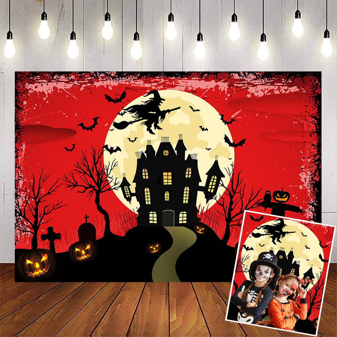 Buy Avezano Halloween Backdrop Decorations 7x5ft Full Moon Horror Night