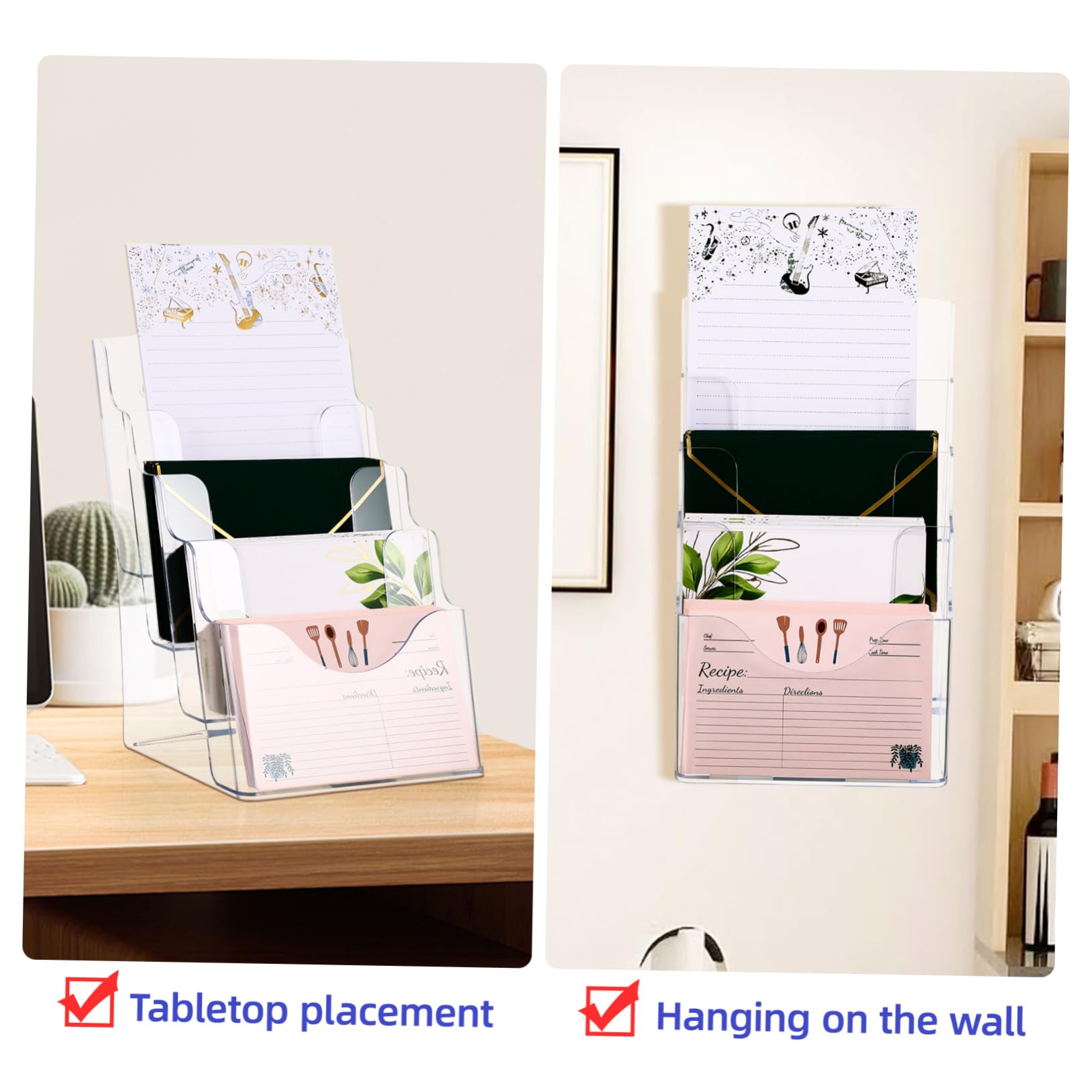 Portadocumenti da Tavolo a 4 Scomparti, Espositori per Brochure in Plastica, Design Moderno per Ufficio e Casa, per Organizzare Documenti e Cartelle