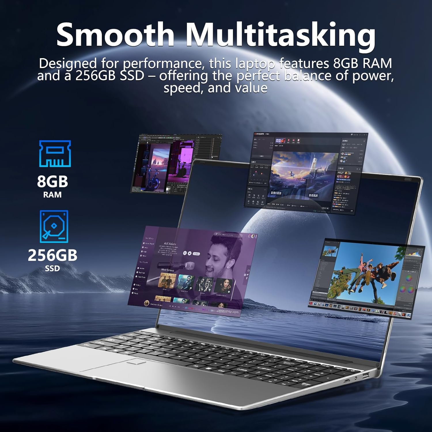 2026 Latest 15.6'' Laptop Computer Windows 11, 8GB RAM 256GB SSD Laptop,32GB+1TB Expandable, Pentium 6500y Processor (Up to 3.4GHz), 1080P FHD IPS, Backlit Keyboard, USB3.0, Mini-HDMI, WiFi5, BT6