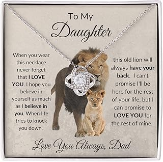To My Daughter Necklace From Dad, Lion Love Knot Necklace For Daughter, Father Daughter Necklace, Christmas For Daughter From Dad, Necklace Birthday Gift For Daughter