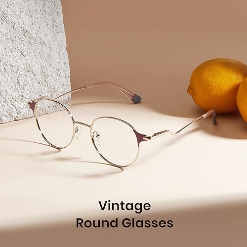 Miniatura 4 de Cyxus Lentes redondos con bloqueo de luz azul para mujer, marco de metal, filtro UV, lentes transparentes 8132