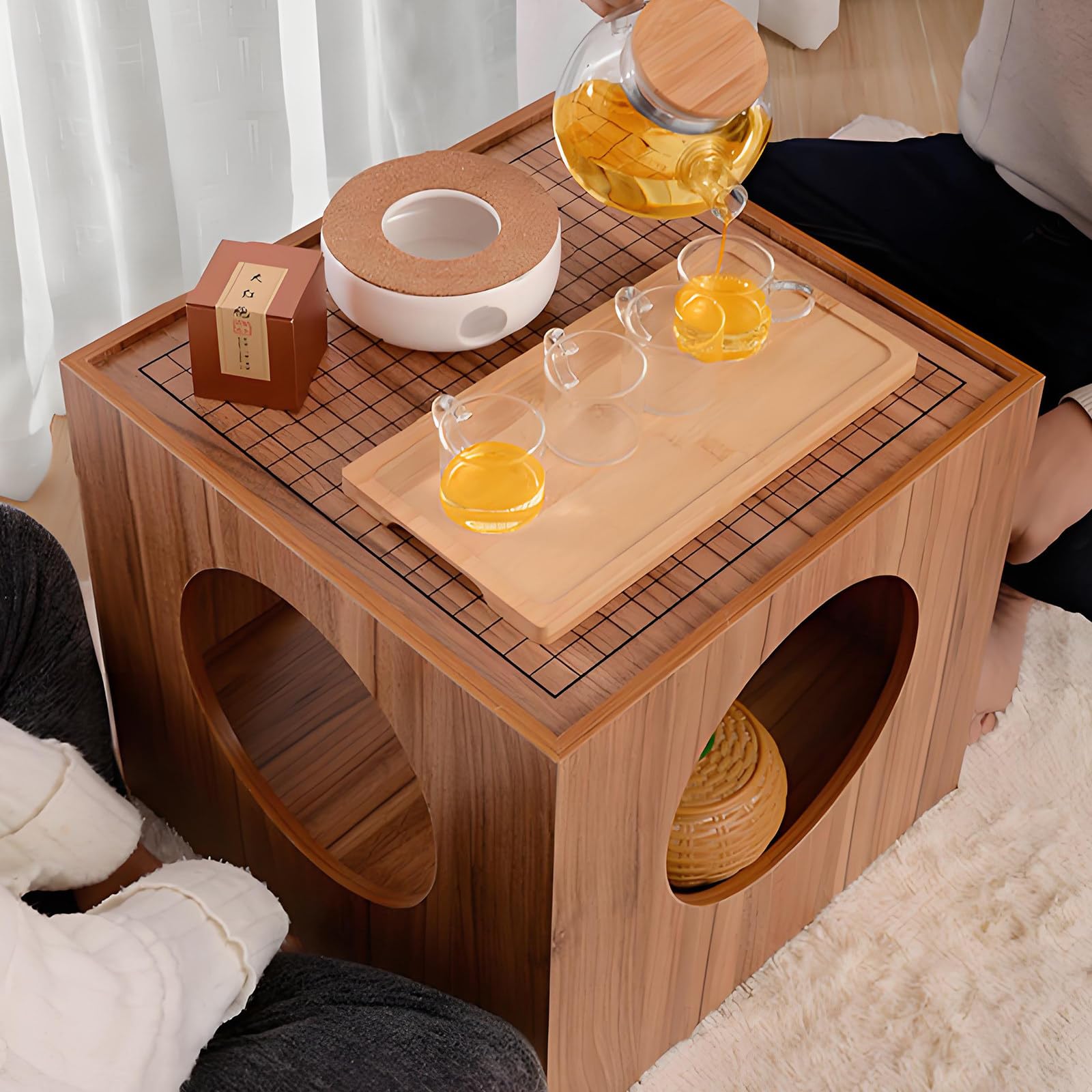 Tavolo da Scacchi Doppio Uso,Tavolino da Salotto Compatto in Legno,Scacchiera 2 in 1 per Scacchi E Go,Mobile Versatile per Uso Quotidiano E Serate di Gioco Standard