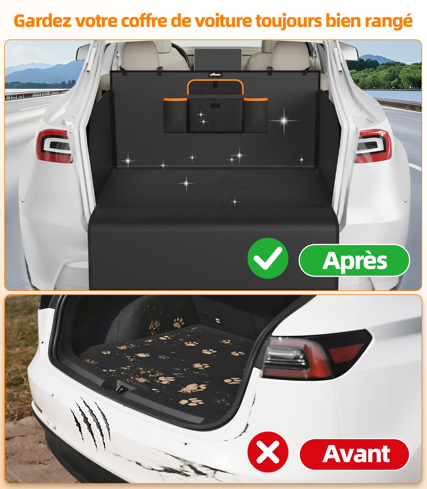 Protection Coffre Voiture Chien Imperméable Housse Coffre Voiture Chien avec Protection Latérale Pare-Chocs Bache Longue Tapis Coffre pour Universelle Voitures SUV Camion 185 * 115 * 48cm