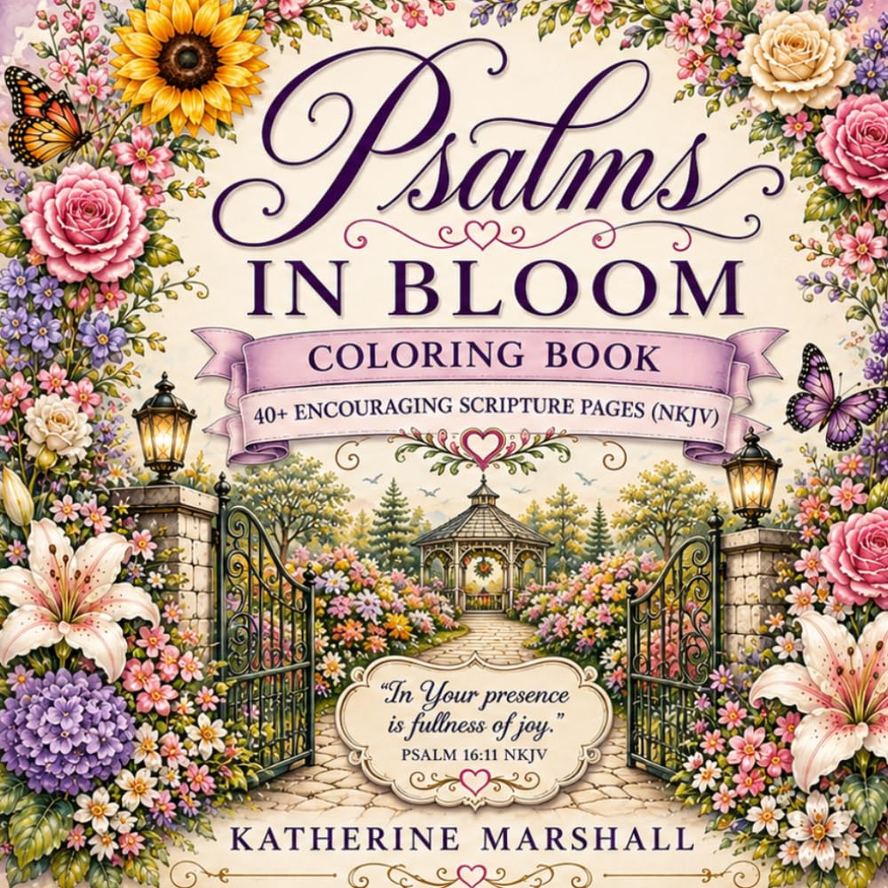 Psalms in Bloom: 40+ Encouraging Scripture Coloring Pages (NKJV)