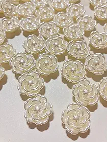 Miçangas de Rosas Decorativas com Detalhes Dourados, 18mm, Flores Transparentes para Artesanato e Bijuterias, 30 Unidades (Perolado)