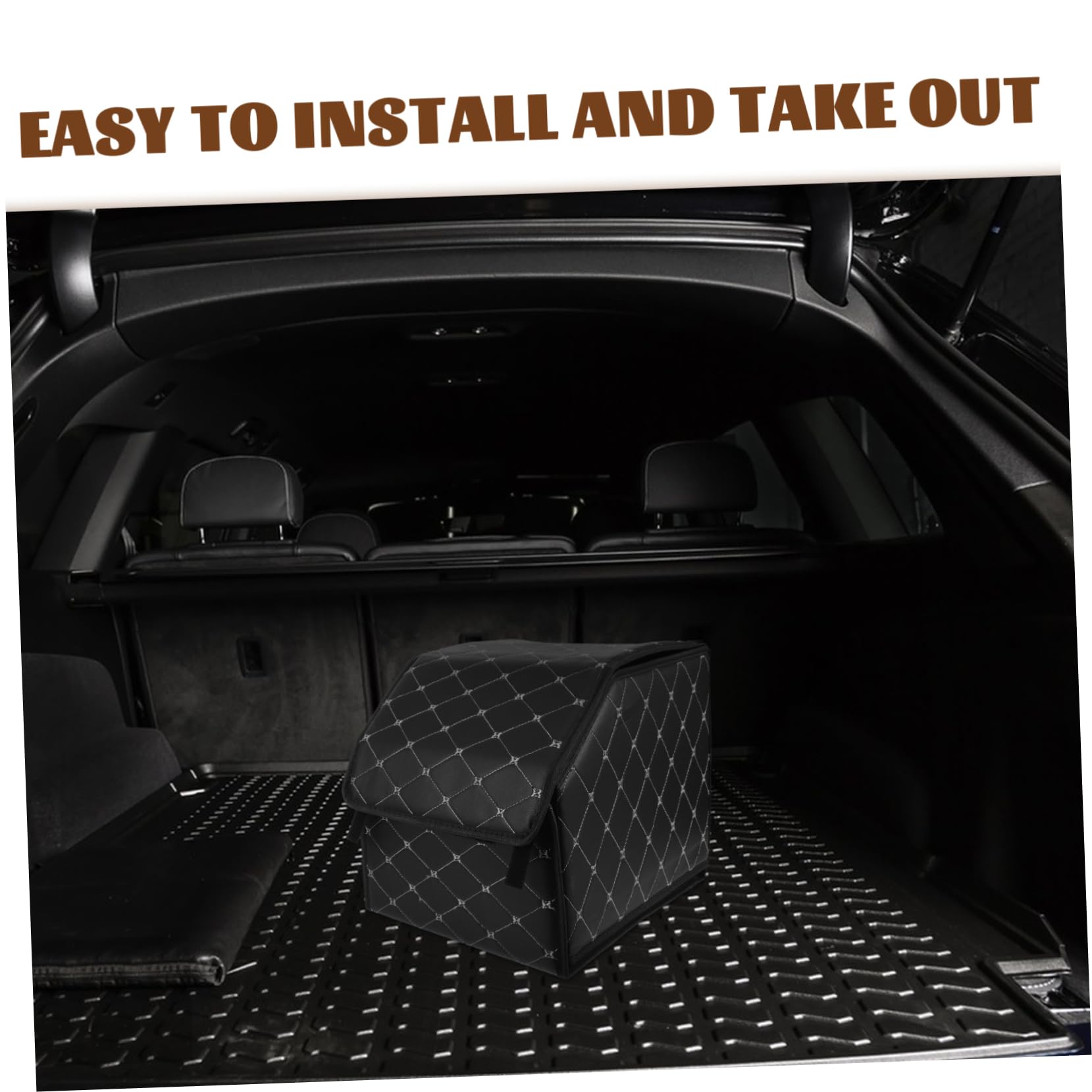 Organizzatore per Bagagliaio Auto in Cuoio Nero, Pieghevole e Facile da Pulire, per Auto o Casa, Scatola Portaoggetti Multiuso per Ordine e Spazio