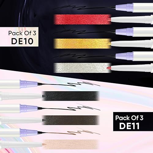 Miniatura 5 de CHARMACY Delineador de ojos 2 en 1 negro líquido, lápiz delineador de ojos de gel negro, beige y marrón, resistente a las manchas, color de alta