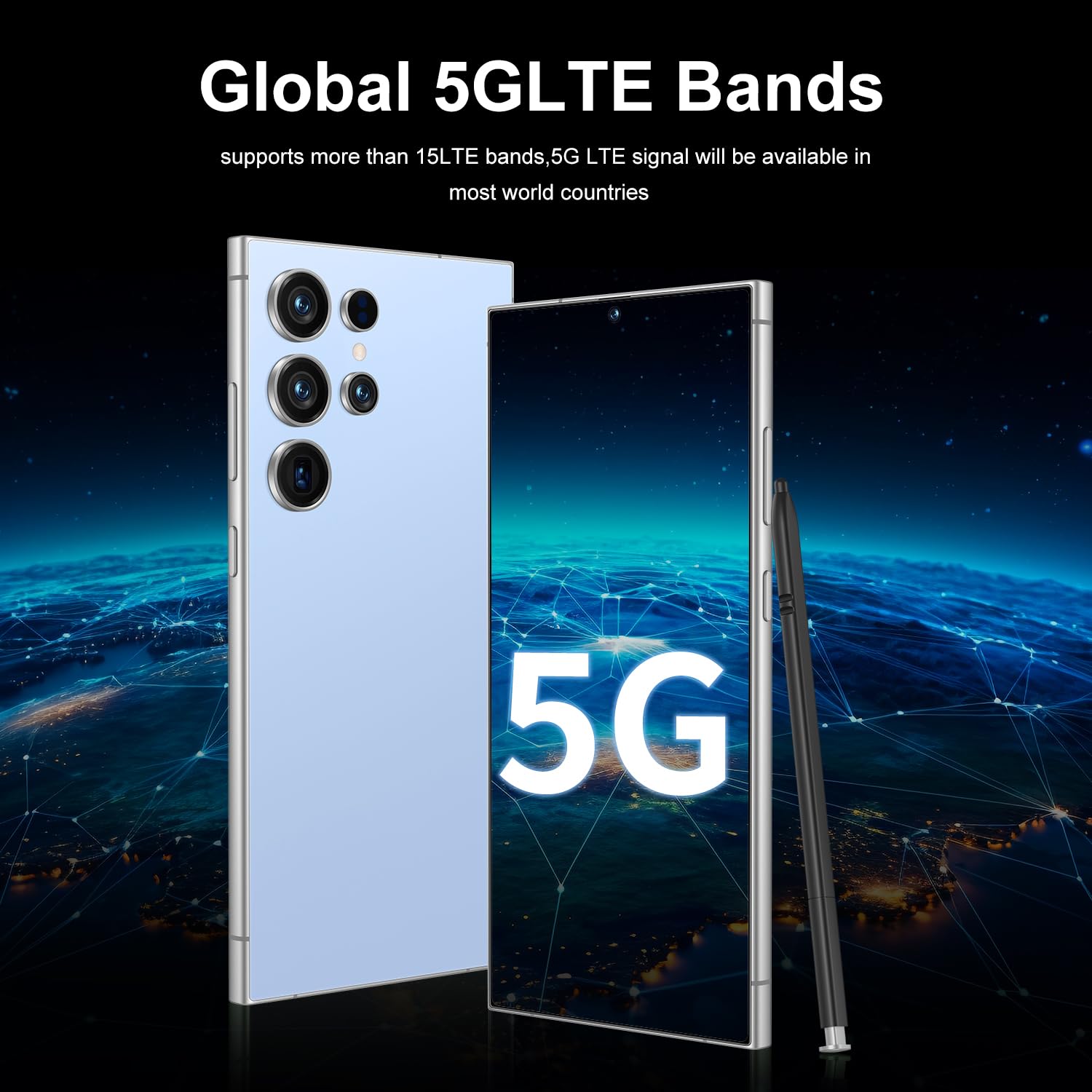 I25 Ultra Unlocked Phone,Android 14 16+1TBGB Smartphone,Built in Pen The Phone,Cell Phone Battery 7000mAh 6.99" HD Screen,Dual SIM/5G/Face ID/Fingerprint Lock/GPS (Blue, 16+1TB)