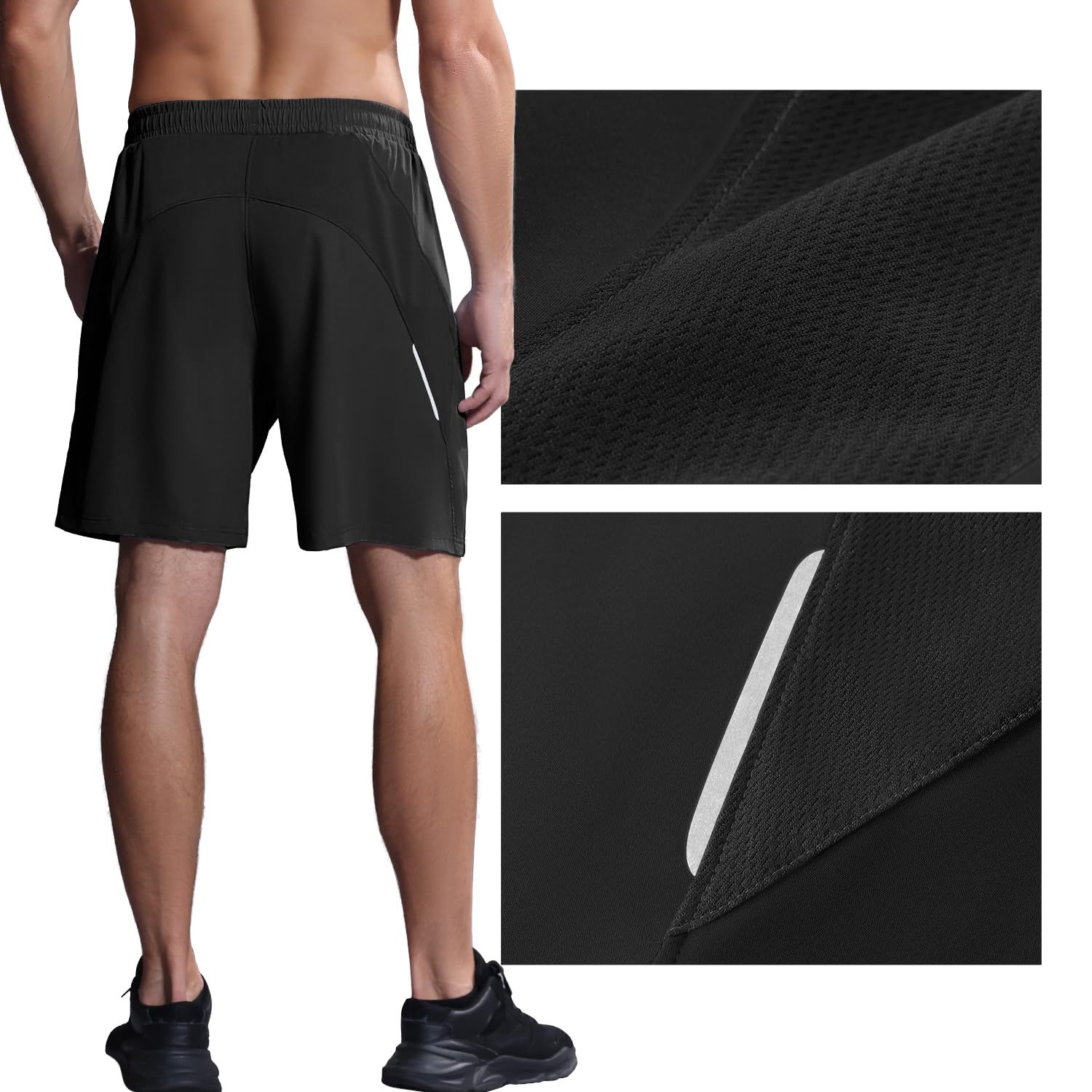 HMIYA Pantaloncini Running Uomo Leggero Sportivi Shorts Asciugatura Veloce Palestra Corsa Calzoncini con Tasca con Cerniera