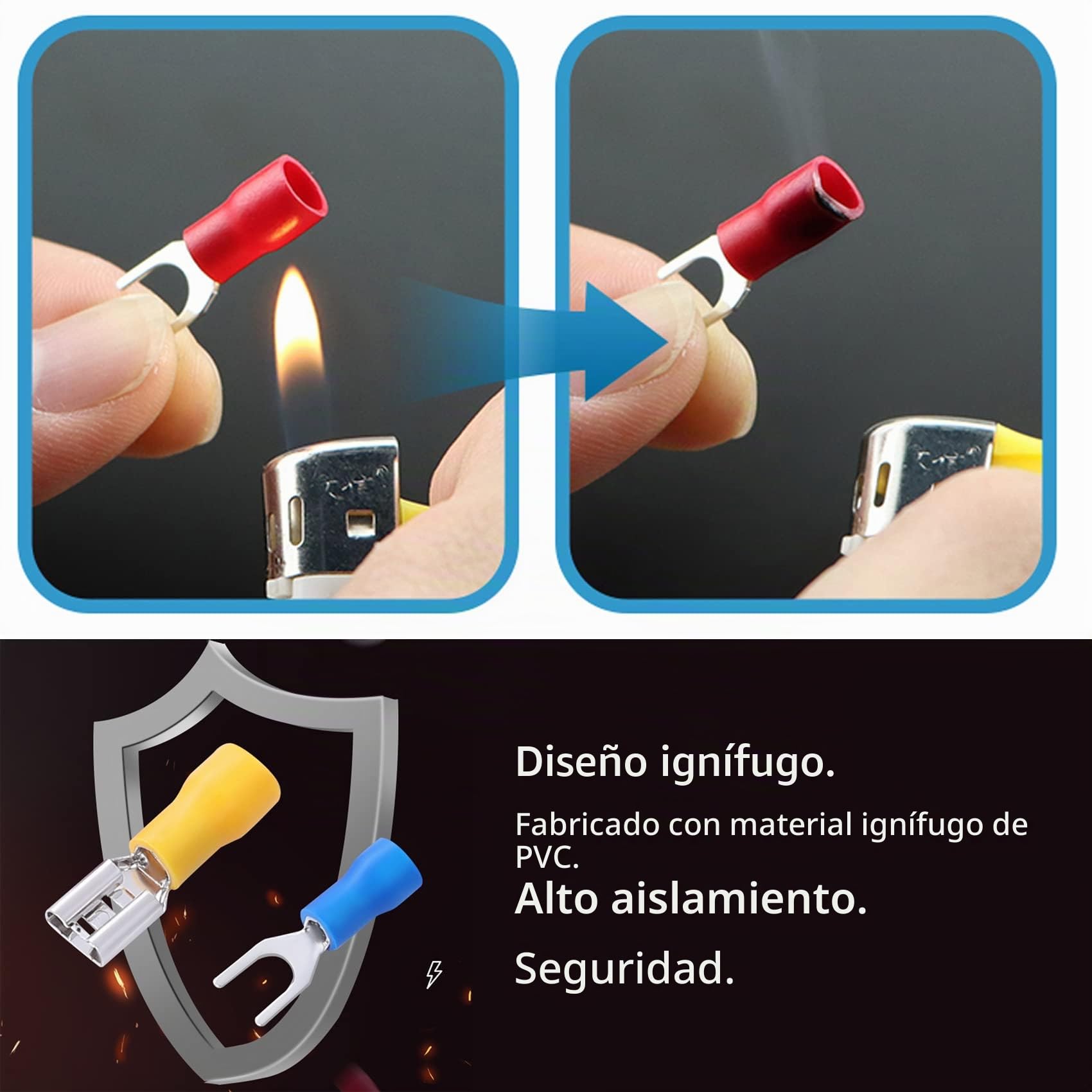 280pcs Terminales Eléctricos 15 Tipos Faston Macho/Hembra Aislados, Conectores 2.8mm 4.8mm 6.3mm Juego de Cables Crimp Connectors
