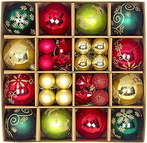 Menolana 44 bolas de Navidad, adornos para árbol de Navidad, adornos para decoración de árbol de Navidad, adornos a granel para guirnaldas de Menolana 44 bolas de Navidad, adornos para árbol de Navidad, adornos para decoración de árbol de Navidad, adornos a granel para guirnaldas de