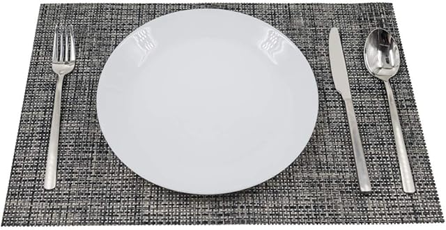 Leymore Placemats Set of 4 Non-slip Wipe Clean Place Mats Washable and Heat Resistant kitchen Dinner Table PVC Mats (Dark Grey)