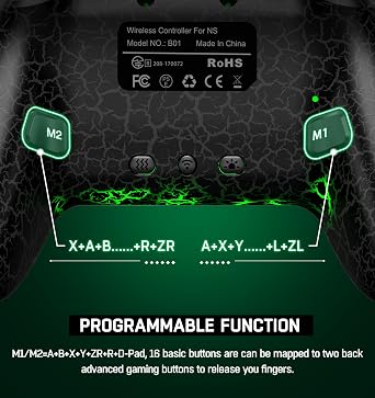 Wireless Switch Controller for Nintendo Switch 1/2/Lite/OLEDSwitch Controllers Compatible with Android, IOS, Windows PC, Switch Pro Controller Features LED,Motion,Vibration,Turbo,Wake Up
