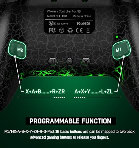 Wireless Switch Controller for Nintendo Switch 1/2/Lite/OLEDSwitch Controllers Compatible with Android, IOS, Windows PC, Switch Pro Controller Features LED,Motion,Vibration,Turbo,Wake Up