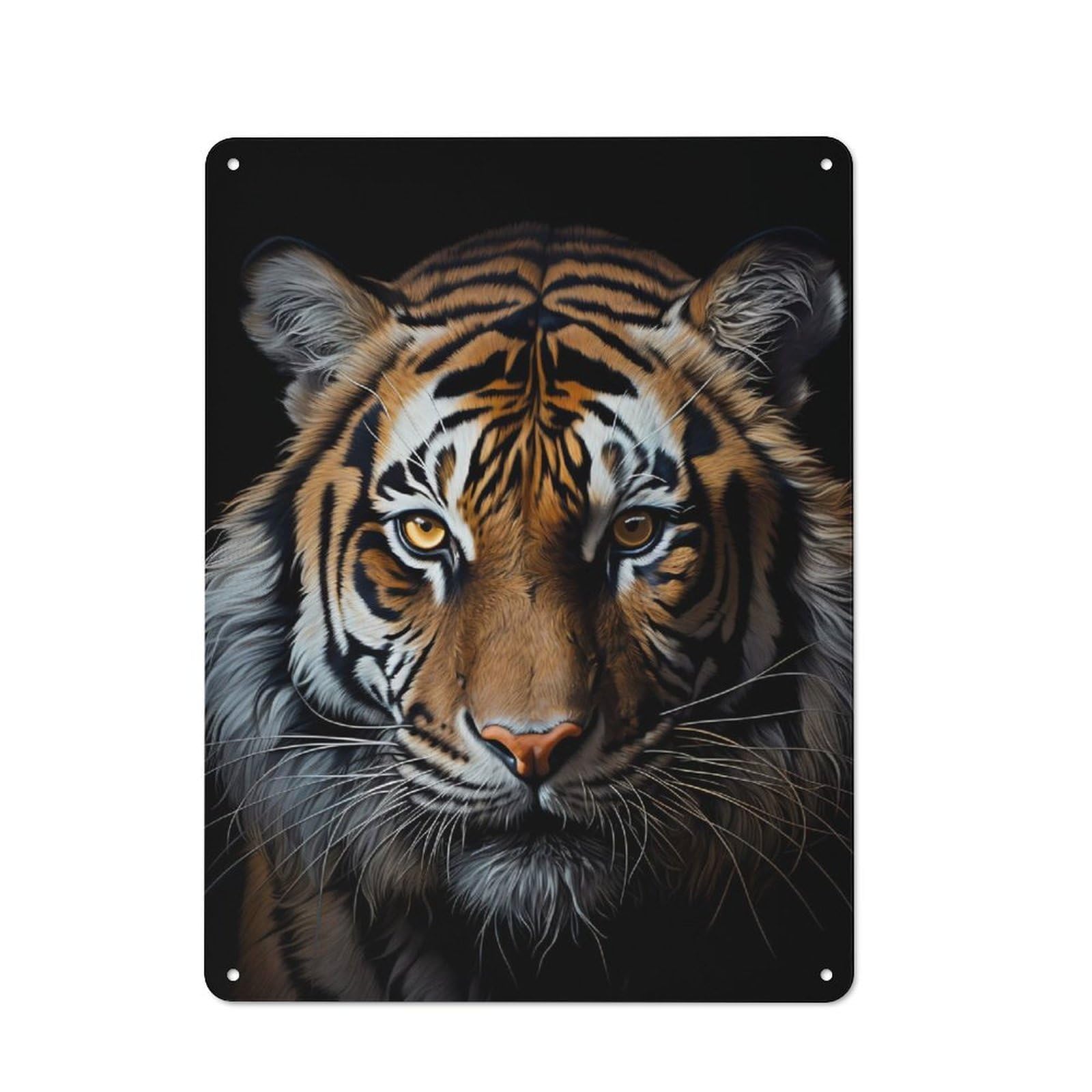 Junmoney Tiger Face Vintage Tin Sign 40X30cm With For Man Cave Or Games Room, Suited To Wall Displays In Games Rooms And Man Caves