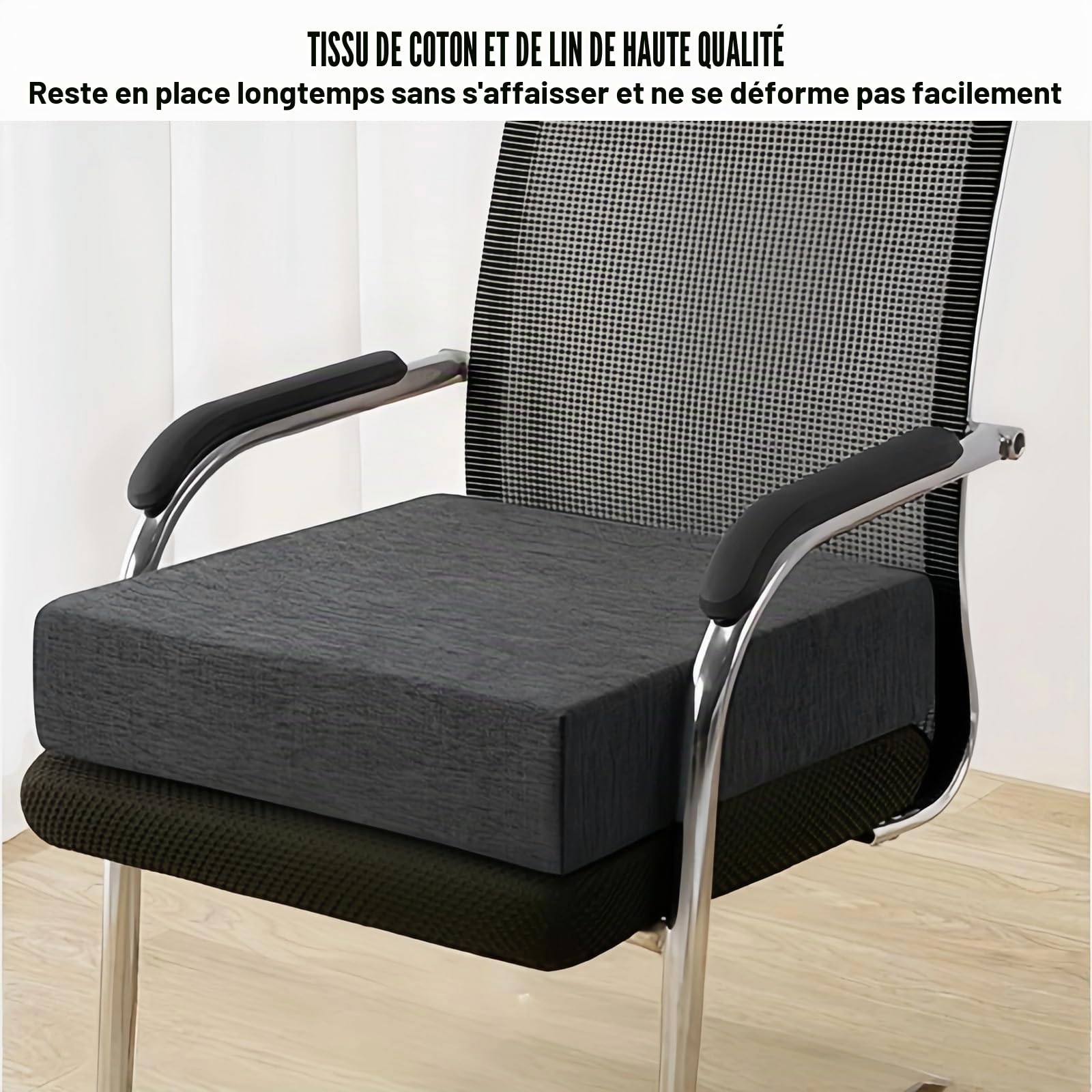 GBKDQQ Coussin rehausseur de siège, 50 x 50 x 10 cm, en mousse à mémoire de forme, coussin de sol pour salon, chaise longue, canapé, fauteuil, bureau (noir)