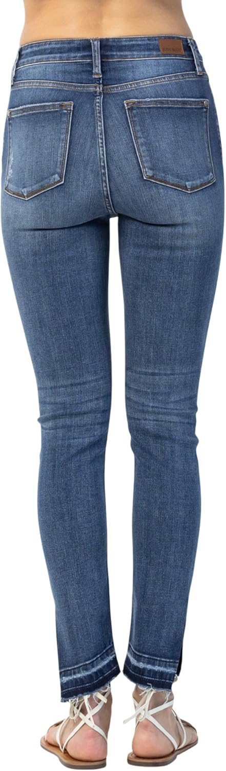 Judy Blue Womens Jeans - High Waist Skinny Jeans with Side Slit Released Hem
