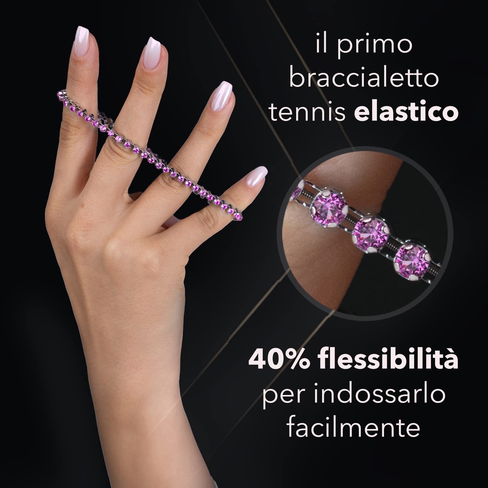 Bracciale Tennis Unisex - Argento 925 per Donna e Uomo