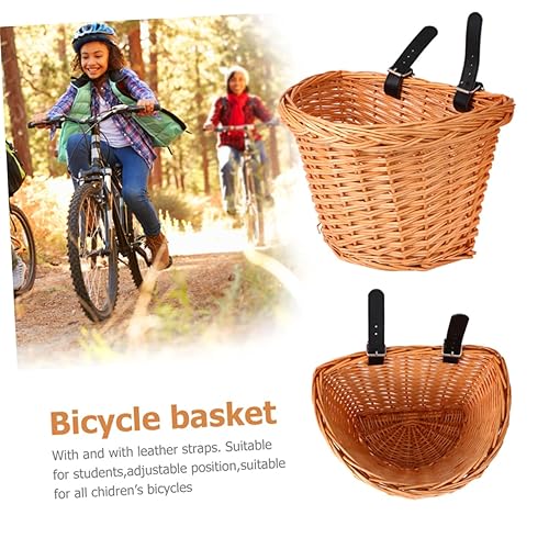Miniatura 5 de INOOMP Small Bike Basket Detachable Handmade Front Handlebar Storage for Boy Girl Natural Willow Material for Outdoor Cycling and Daily Use